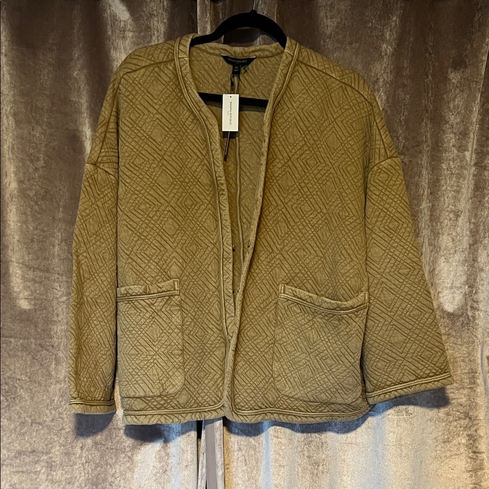 Banana Republic Quilted Tan Women's Jacket Blazer Cardigan Size XL
